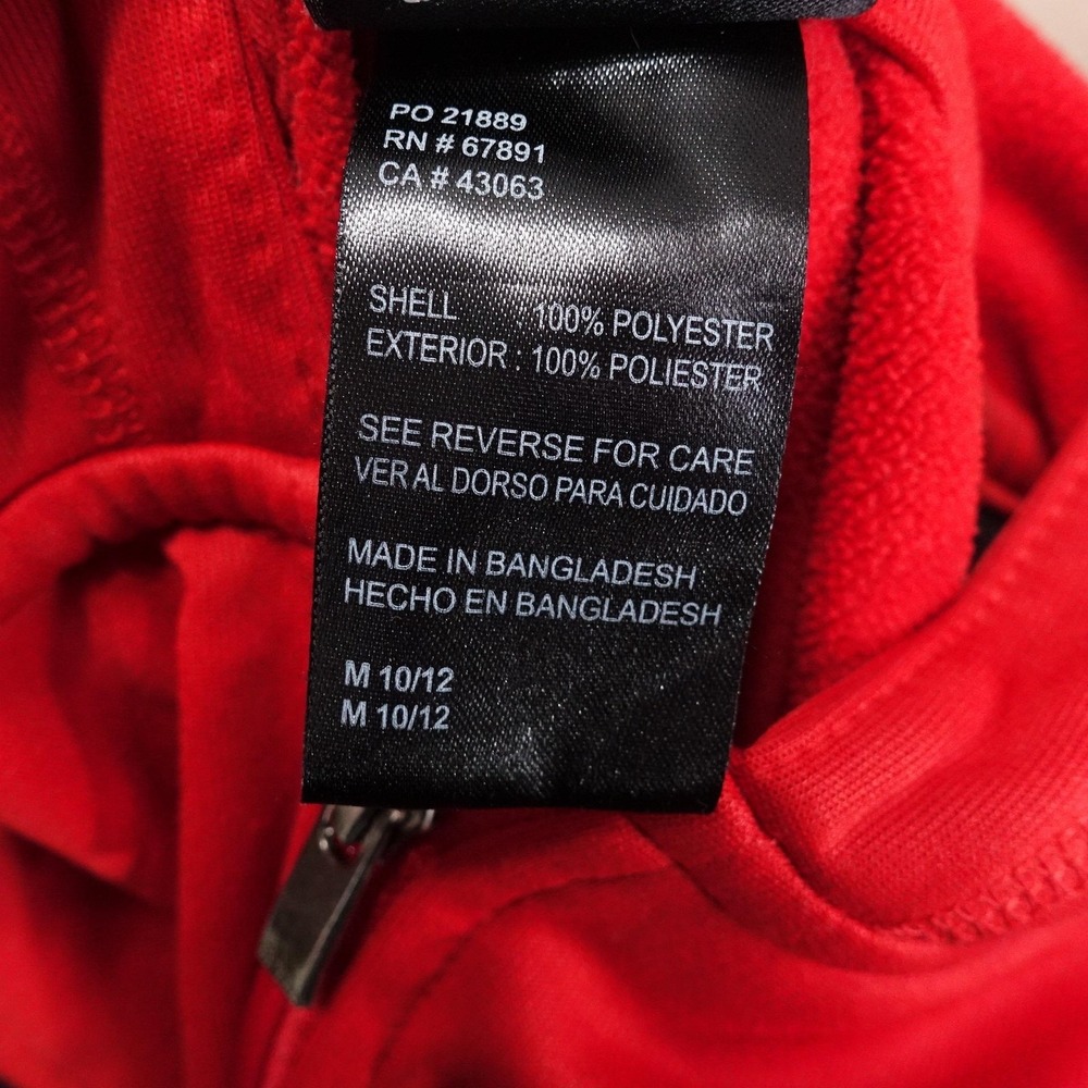 Adidas Hoodie Boys M 10/12‎ Red Full Zip Climawarm Hooded Fleece Pockets Thermal - Picture 8 of 9